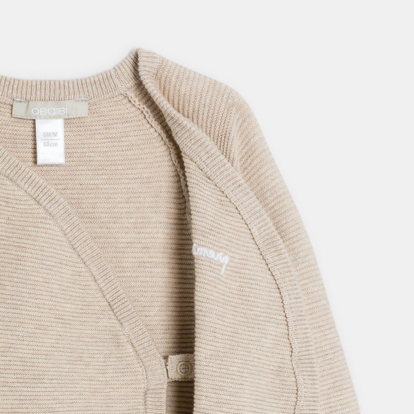 أفرول طويل من قماش التريكو، اللون بيح، يصلح للأطفال حديثي الولادة من الجنسين